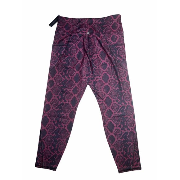 Tahari Sport Cell Pocket High-Waisted Burgundy & Black Snake Print Leggings 1X - Picture 10 of 10